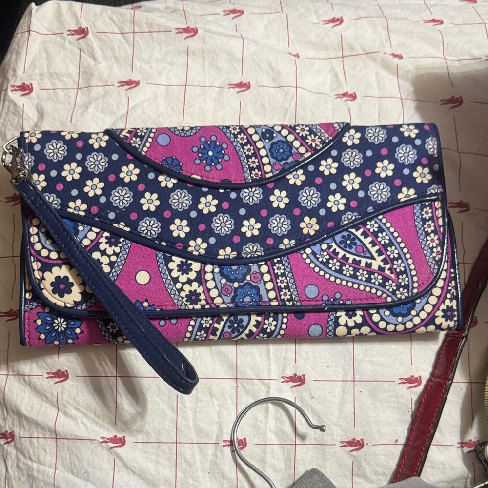 Vera Bradley Pink and Blue Floral Wristlet Clutch-38